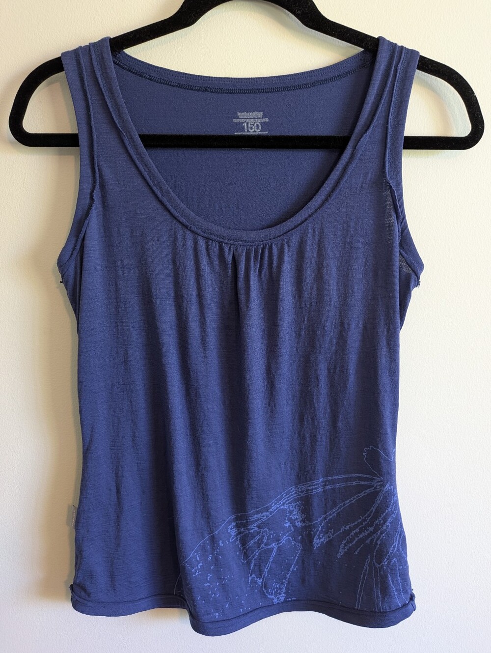 Icebreaker Blue Scoop Neck Tank Top with Subtle Hem Graphic